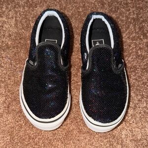 Vans Kids Black Sparkle Slip-On Sneakers